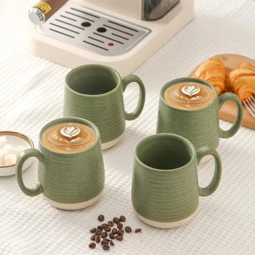 Miniatura 2 de Juego de tazas de café de cerámica grandes - Juego de 4 tazas de café de porcelana de 15 oz con asa, perfectas para capuchino, té, moca, bebidas