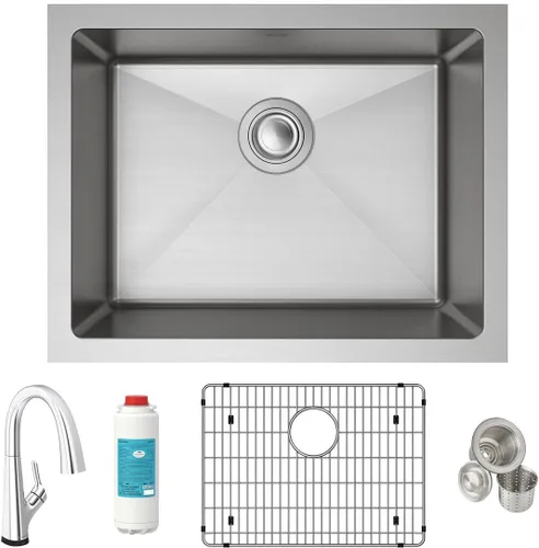 Miniatura 19 de Elkay EFRU311610T Crosstown - Fregadero de cocina de acero inoxidable de 32 1/2" bajo montaje, cuenca única - Acero inoxidable
