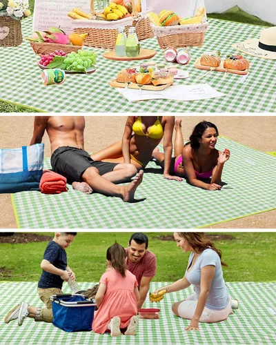 Miniatura 8 de Manta de pícnic, alfombra plegable impermeable de arena, 60 x 80 pulgadas, manta de picnic extra grande para playa, camping, senderismo, viajes, al