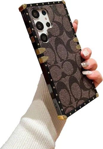 Miniatura 24 de Funda Rectangular de Cuero de Lujo para Teléfono Diseñada para Samsung Galaxy S23 Ultra Funda Linda con Correa de Muñeca Anti Caídas Protectora