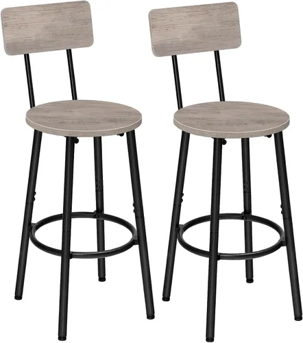 Miniatura 11 de HOOBRO Taburetes de bar, juego de 2 taburetes de bar redondos con respaldo, sillas de bar de 25.2 pulgadas para isla de cocina, comedor, taburetes