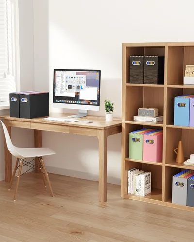 Miniatura 5 de Oterri Caja Organizadora de Archivos de Cartón para Carpetas Colgantes Tamaño Carta, Caja de Archivos para Escritorio de Computadora, Archivador