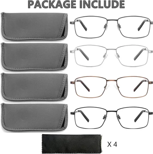 Miniatura 5 de 4 Pack Reading Glasses for Men, Computer Readers with Spring Hinge, Anti UV Ray/Eye Strain/Glare