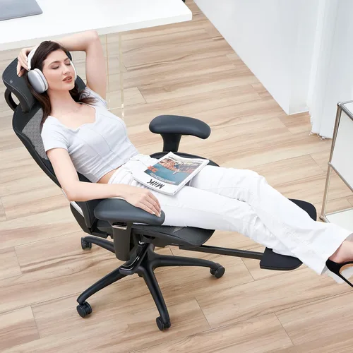Miniatura 2 de COLAMY Silla de oficina ergonómica de malla con reposapiés, silla ejecutiva de escritorio de computadora con respaldo alto y reposacabezas anchos