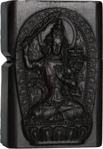Miniatura 17 de Caja de carcasa de madera de ébano negro natural tallada para módulo Zippo (Serpiente Cobra)