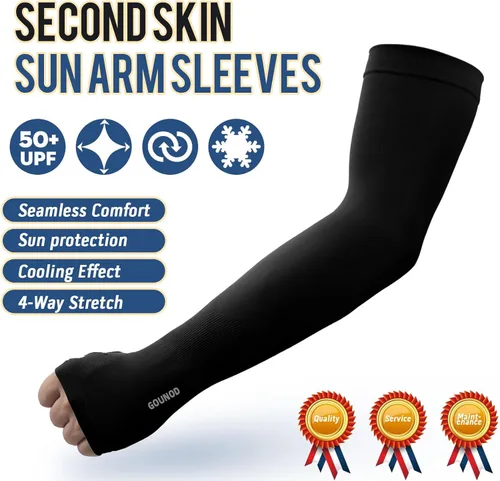 Miniatura 3 de GOUNOD Mangas de enfriamiento con protección solar para los brazos con orificios para el pulgar, jardinería, deportes al aire libre, entrenamiento