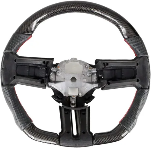 Miniatura 17 de IKON MOTORSPORTS, Volante compatible con Ford Mustang 2010-2014, Kit de reemplazo de cuerpo de volante en fibra de carbono y cuero con costura azul
