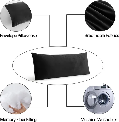 Miniatura 6 de BedTreat Almohada de cuerpo completo con funda extraíble para adultos, almohada corporal suave y esponjosa para personas que duermen de lado