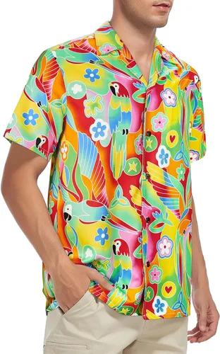 Miniatura 19 de Camisa hawaiana para hombre, con estampado floral, cómoda, con botones, casual, manga corta, ropa de playa para hombre