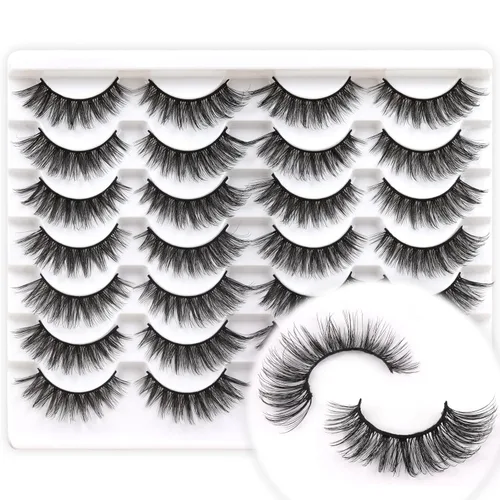 Miniatura 13 de Veleasha Pestañas postizas de visón sintético 3D, pestañas postizas esponjosas de aspecto natural, paquete de 14 pares de pestañas postizas de lujo