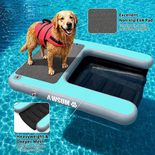 Miniatura 3 de AWSUM Rampa inflable para botes acuáticos para perros, escalera flotante para perros de hasta 230 libras en escalones de flotación de agua