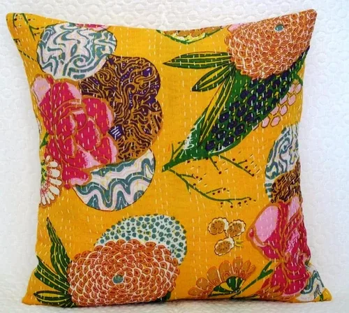 Miniatura 2 de INDACORIFIE Kantha Cushion Cover Decorative Pillow Cover Handmade Kantha Cushion 16x16 Pillow Cover Ethnic case Cover Indian Cushions Cover (Pink)