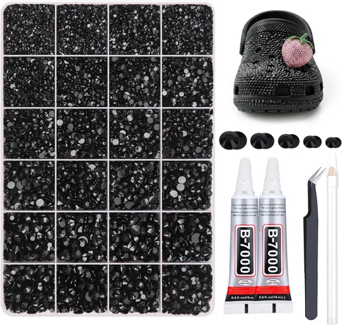27000PCs Resin Rhinestones Kit, 2-6mm Crystal Diamond Gems with Picker Pencil, Tweezer & 2 Glue Bottles, Flatback Rhinestone Set for Diamond