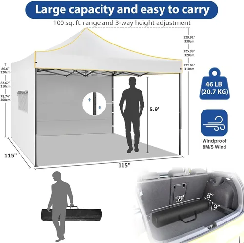Miniatura 2 de COBIZI Tienda de campaña desplegable resistente de 10 x 10 con 4 paredes laterales extraíbles, toldo desplegable Ez con bolsa portátil, carpa