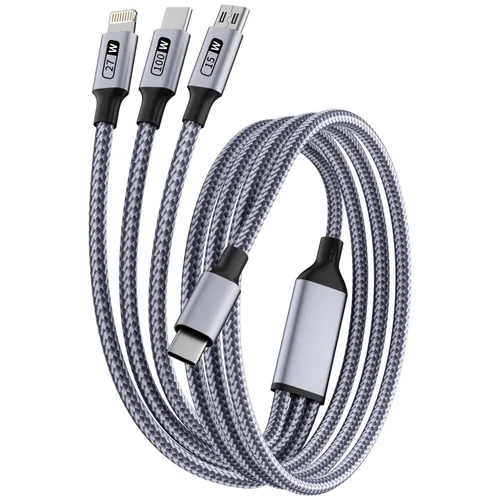 Miniatura 18 de Cable de carga múltiple (paquete de 2 de 4 pies), cable de carga múltiple de nailon trenzado para múltiples dispositivos, cable de carga 3 en 1