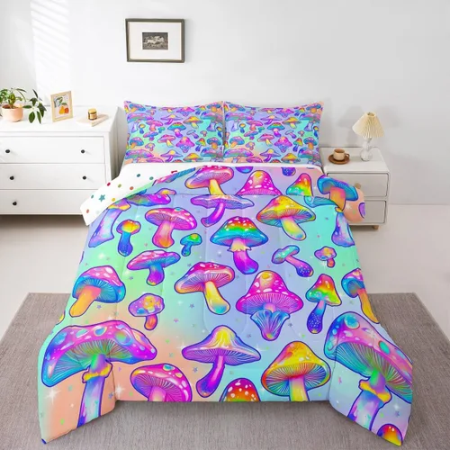 Miniatura 8 de Ropa de cama Groovy para niños, tamaño individual, edredón de flores psicodélicas retro de los años 70, estilo bohemio, exótico, hippie