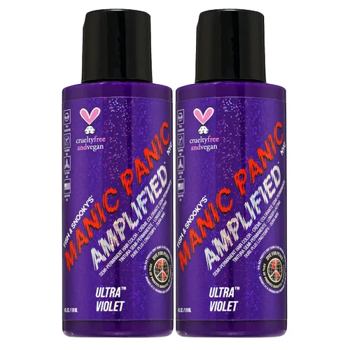 MANIC PANIC Tinte de cabello ultra violeta amplificado (2 unidades) - Tinte para el cabello semipermanente - Color violeta tono azul frío - Vegano,