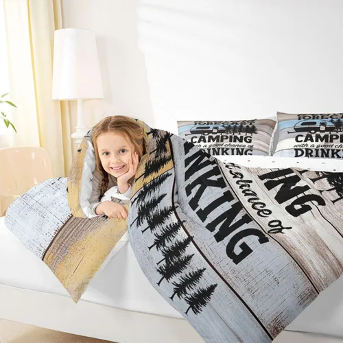 Miniatura 5 de Divertido juego de ropa de cama de decoración de cámper, juego de edredón rústico de granja, tamaño Queen para niños, niñas y adolescentes, relleno