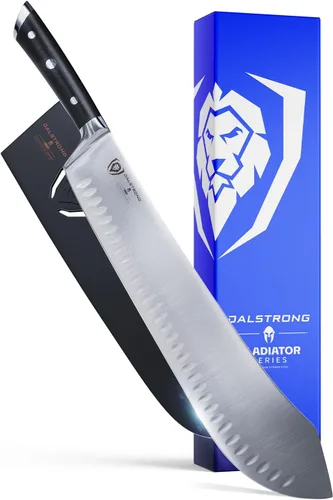 Dalstrong Cuchillo de carnicero de punta redonda - 14 pulgadas - Serie Gladiador Elite - Acero alemán premium de alto carbono - Mango negro G10 -