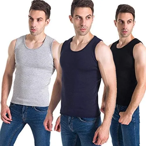 Miniatura 4 de Flygo Camiseta sin mangas térmica de algodón para hombre, con forro polar, chaleco sin mangas