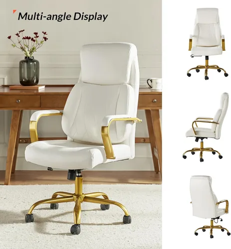Miniatura 9 de HULALA HOME Silla de oficina ejecutiva con soporte lumbar ajustable, silla de oficina ergonómica de cuero con reposabrazos acolchados, inclinación