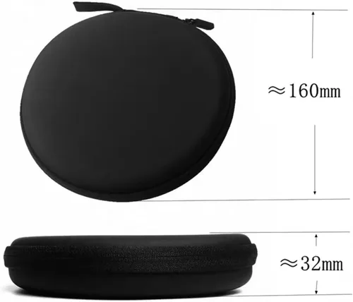 Miniatura 3 de QC30 Estuche de transporte con cremallera de repuesto para caja redonda y dura, bolsa portátil compatible con auriculares inalámbricos intrauditivos