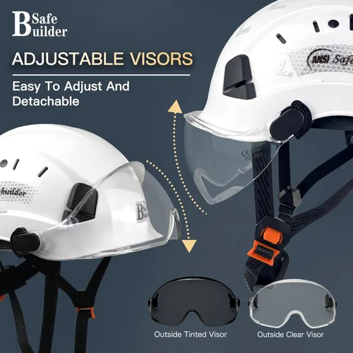 Miniatura 8 de Casco de Seguridad de Construcción con Visera Casco Duro ABS Cascos Duros de Ventilación Ajustable Protección de Cabeza de Trabajo Industrial