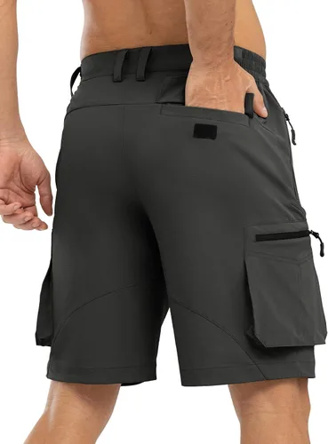 Miniatura 4 de TBMPOY Pantalones cortos de senderismo elásticos para hombre, con 6 bolsillos, de secado rápido, casuales, para trabajo, campamento, viajes