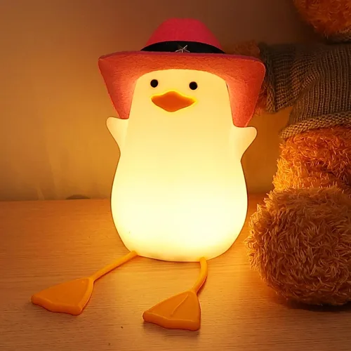 Miniatura 13 de Anywin Luz nocturna de pato para niños, bonitos regalos de patos Benson, lámpara de noche de silicona suave al tacto para guardería, regalos