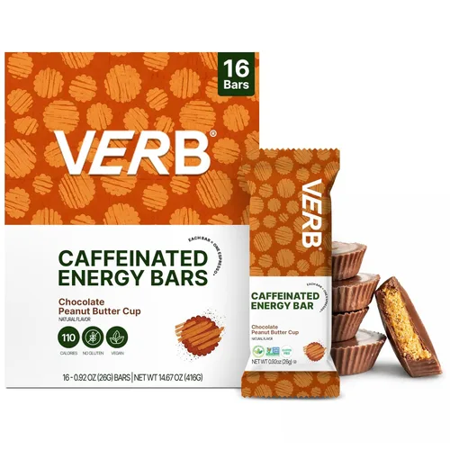 Miniatura 15 de Verb Barras de Energía Cafeinadas - Paquete de Variedad - 2 Sabores Deliciosos (26g, Paquete de 16) Barra de Energía Deliciosa de 110 Calorías, Baja