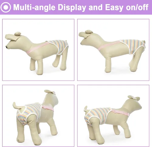 Miniatura 4 de QBLEEV Pañales para perras, bragas sanitarias lavables con tirantes ajustables, pañales reutilizables para cachorros, lindas bragas de período