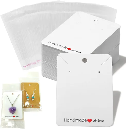 Miniatura 8 de MAIBAOTA Tarjetas de Aretes, 100 Piezas Tarjetas de Soporte de Exhibición de Aretes para Vender con Bolsas de Embalaje, Tarjetas de Joyería para 02
