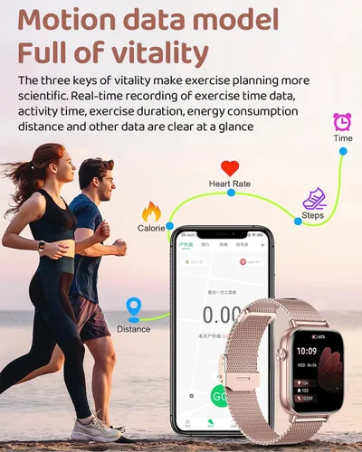 Miniatura 3 de Reloj inteligente para hombres y mujeres, rastreador de fitness HD de 1.85 pulgadas (respuesta/hacer llamadas/mensajes), más de 130 modos deportivos