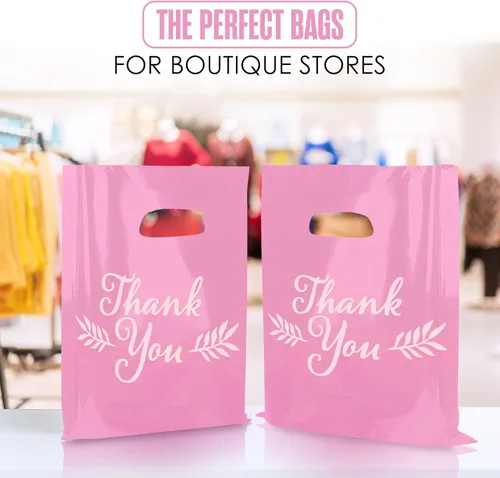 Miniatura 5 de Houseables Bolsas de agradecimiento, bolsas de mercancía, con asas, plástico, para compras, venta al por menor, regalo, pequeñas empresas, boutique
