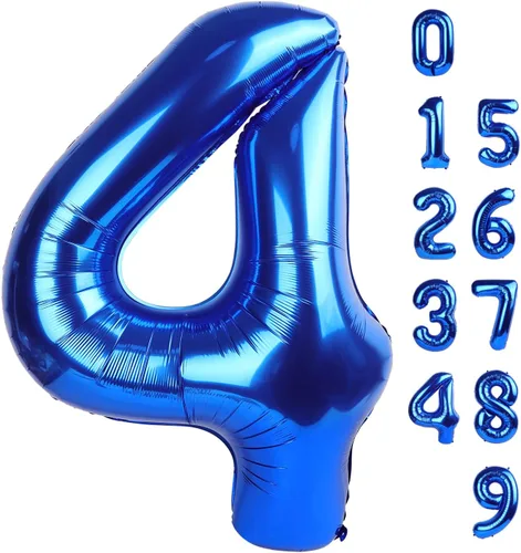 Miniatura 331 de Globos de números de 5 globos de 40 pulgadas, decoraciones de cumpleaños azules para niños y niñas, globos de números azul marino grandes
