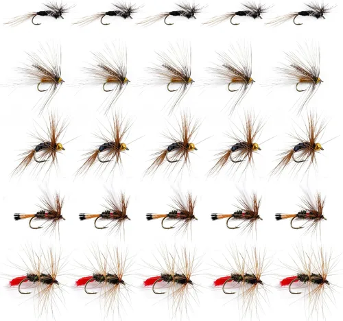 Miniatura 11 de Goture Fly Fishing Flies Kit,25pcs/30pcs/100pcs Fly Fishing Lures,Dry Flies Wet Flies Streamers Nymphs Flies, Fly Fishing Assortment Kit for Bass F