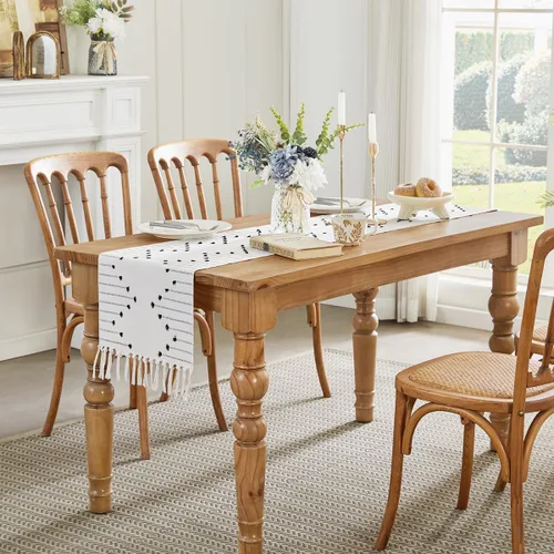 Miniatura 5 de Wracra Camino de Mesa Bohemio, Caminos de Mesa de Macramé Tejidos de Algodón Natural de 36 Pulgadas de Largo para Decoración del Hogar de Granja