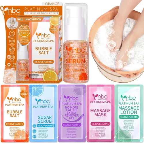 Miniatura 15 de Juego de spa de pedicura para pies, kit de pedicura para el hogar con sal de baño, loción hidratante de crema exfoliante para pies, cuidado de pies