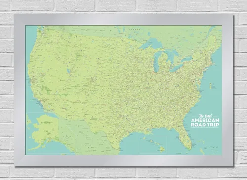 Miniatura 7 de Best Maps Ever Póster de trazado de carreteras y viajes de Estados Unidos, 24 x 36 pulgadas, verde y aguamarina