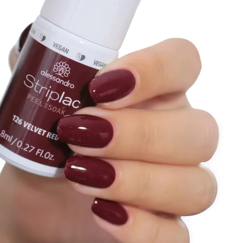 Miniatura 2 de alessandro Striplac - Esmalte de uñas para despegar o remojar - 126 terciopelo rojo para mujer - 0.27 onzas