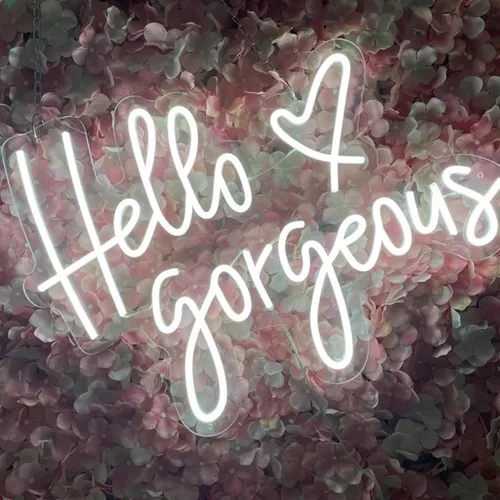 Miniatura 10 de Letrero de neón LED con texto en inglés «Hello Gorgeous LED», luz nocturna de neón para pared, fiesta de cumpleaños, boda, bar, club, decoración