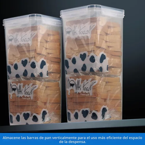 Miniatura 5 de Tiawudi 2 Pack Caja de Pan, Envase de Pan de Plástico, Almacenamiento de Pan para Encimera de Cocina, Guarda Pan con Tapa Hermética, Guarda Pan