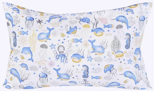 Miniatura 4 de Scientific Sleep Juego de sábanas de animales marinos simpáticos de delfín, ballena, pulpo y medusa, 100% algodón, juego de ropa de cama individual