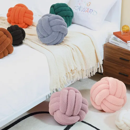 Miniatura 7 de Bolas de almohada de nudo, almohadas redondas decorativas, almohadas de felpa suave, decoración del hogar para sofá, cama, sofá, cojín de almohada
