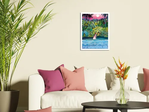 Miniatura 3 de Pacifica Island Art Fly Hawaiian Air - Hawaii Women on the Beach - Hawaiian Airlines - Póster vintage de viaje de aerolínea c.1970s - Cartel