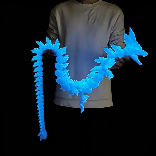 Miniatura 10 de Juguetes para ansiedad de dragón de cristal con estampado 3D súper grande de 48.82 pulgadas, figuras de animales extra largas y grandes, decoración