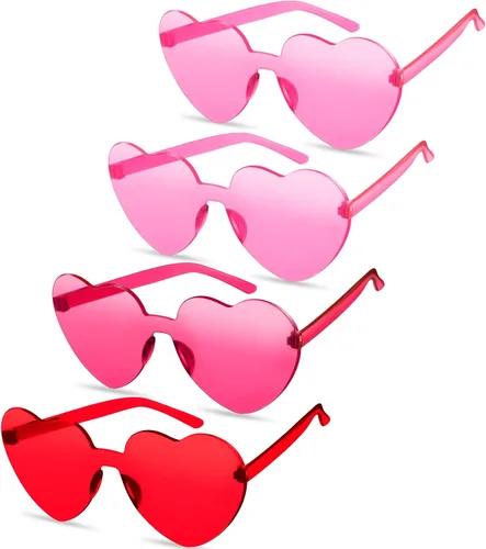 TOODOO 4 piezas de gafas de sol sin montura en forma de corazón transparente color caramelo gafas de fiesta