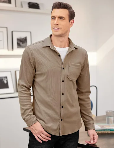 Miniatura 3 de COOFANDY Men's Corduroy Shirt Casual Shacket Long Sleeve Button Down Lightweight Jacket