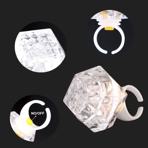 Miniatura 3 de Anillos con luz LED, anillos blancos para cumpleaños, despedida de soltera, despedida de soltera, regalos de fiesta de Gatsby, estuche transparente