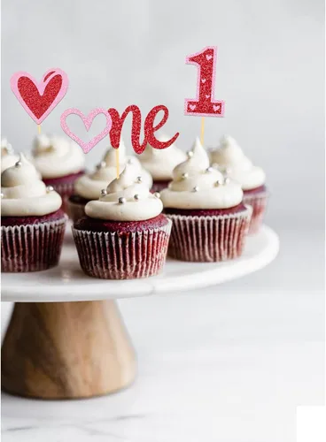 Miniatura 7 de 24 adornos para cupcakes para el día de San Valentín, 1er cumpleaños, temática de dulce amor, decoración de pastel para el día de San Valentín, 1er